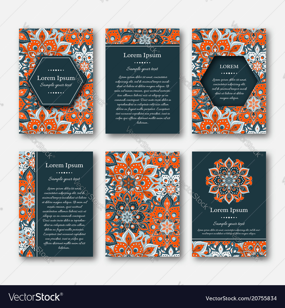 Set of cards flyers brochures with mandala