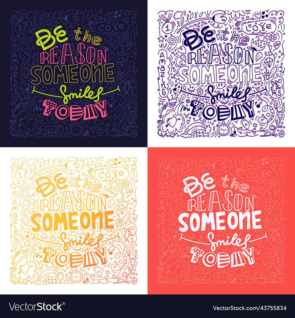 Set of four doodle design image with message vector image Set of four doodle design image with message