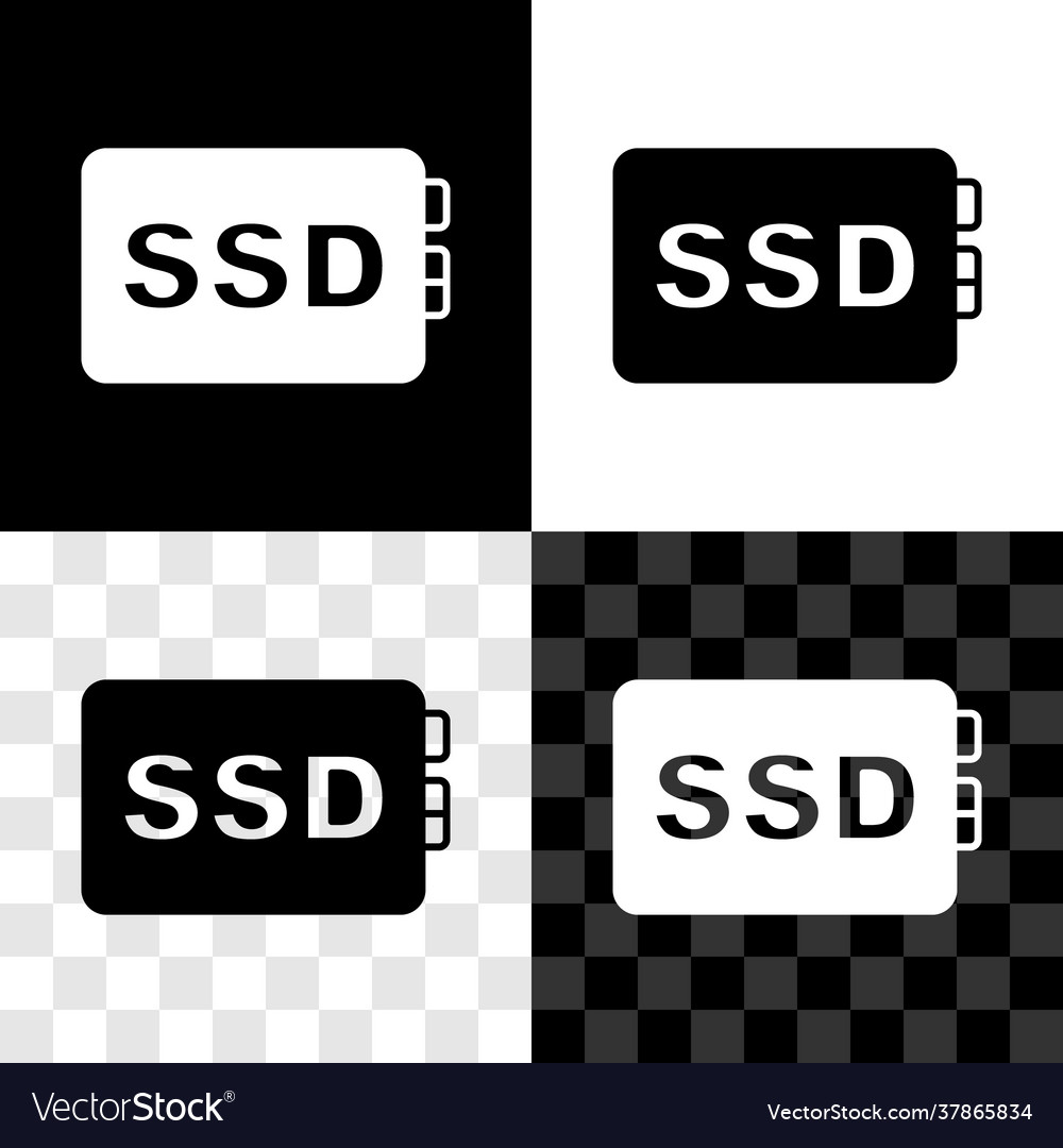 Set ssd card icon isolated on black and white