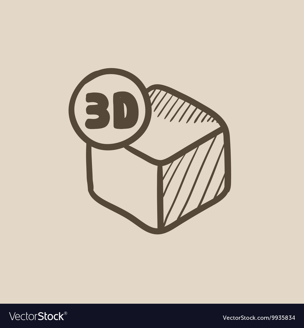 Three d box sketch icon