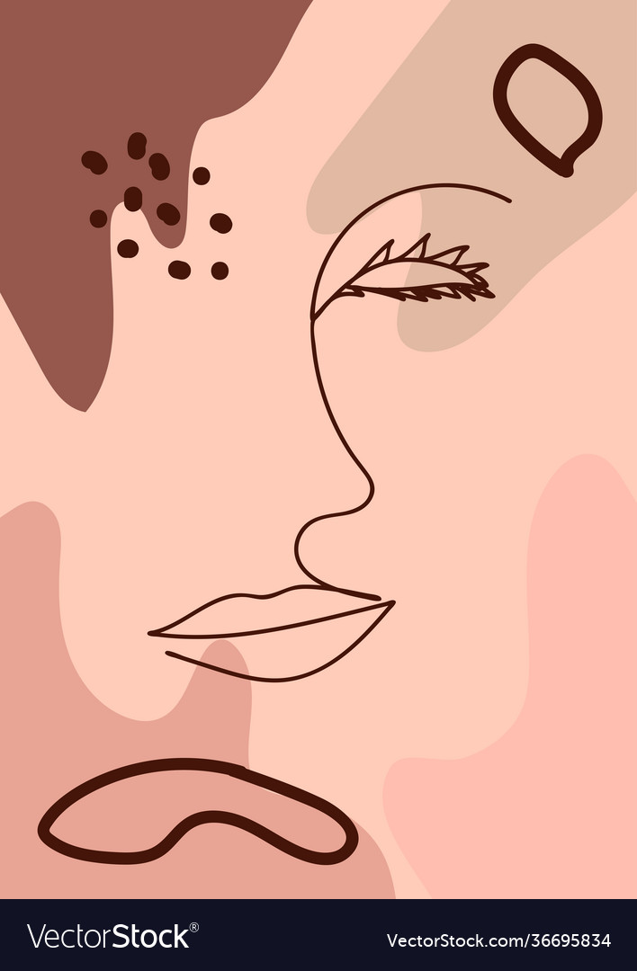Womans face continuous line art abstract