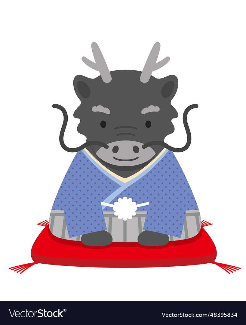 Year of the dragon mascot dressed in kimono vector image Year of the dragon mascot dressed in kimono