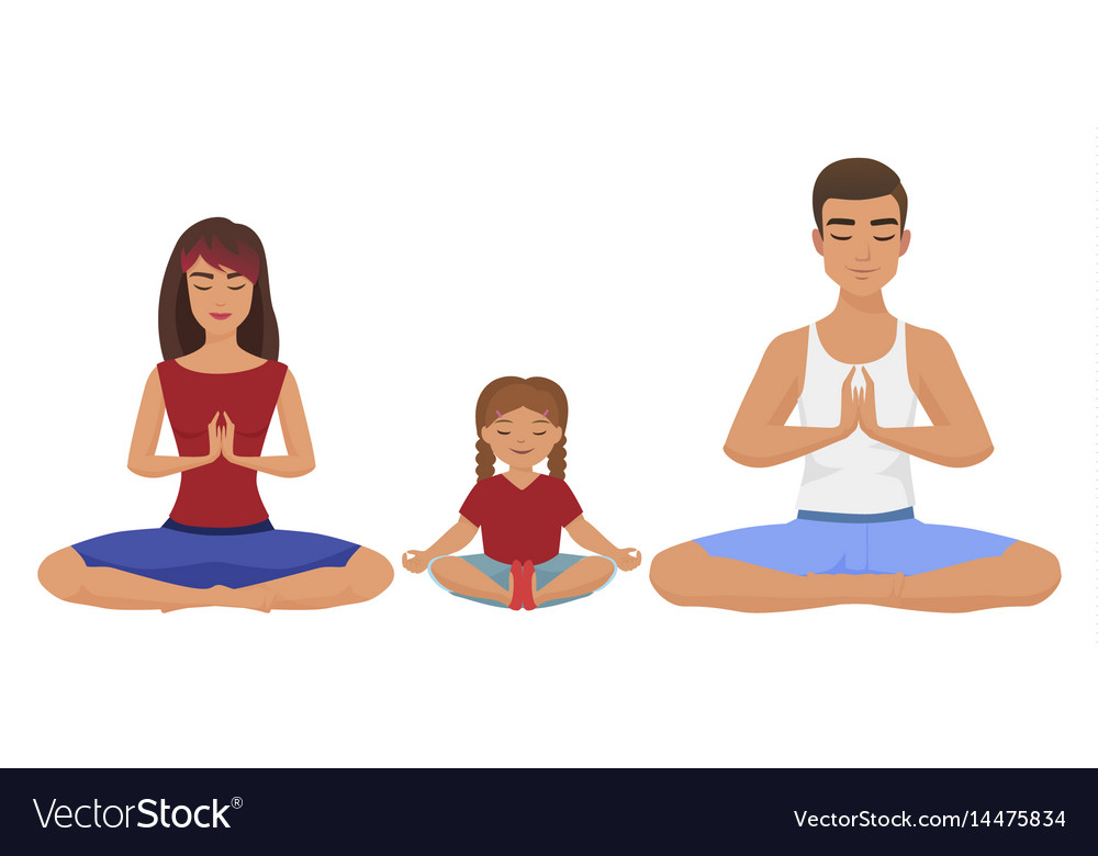 Young white family yoga lotus Royalty Free Vector Image