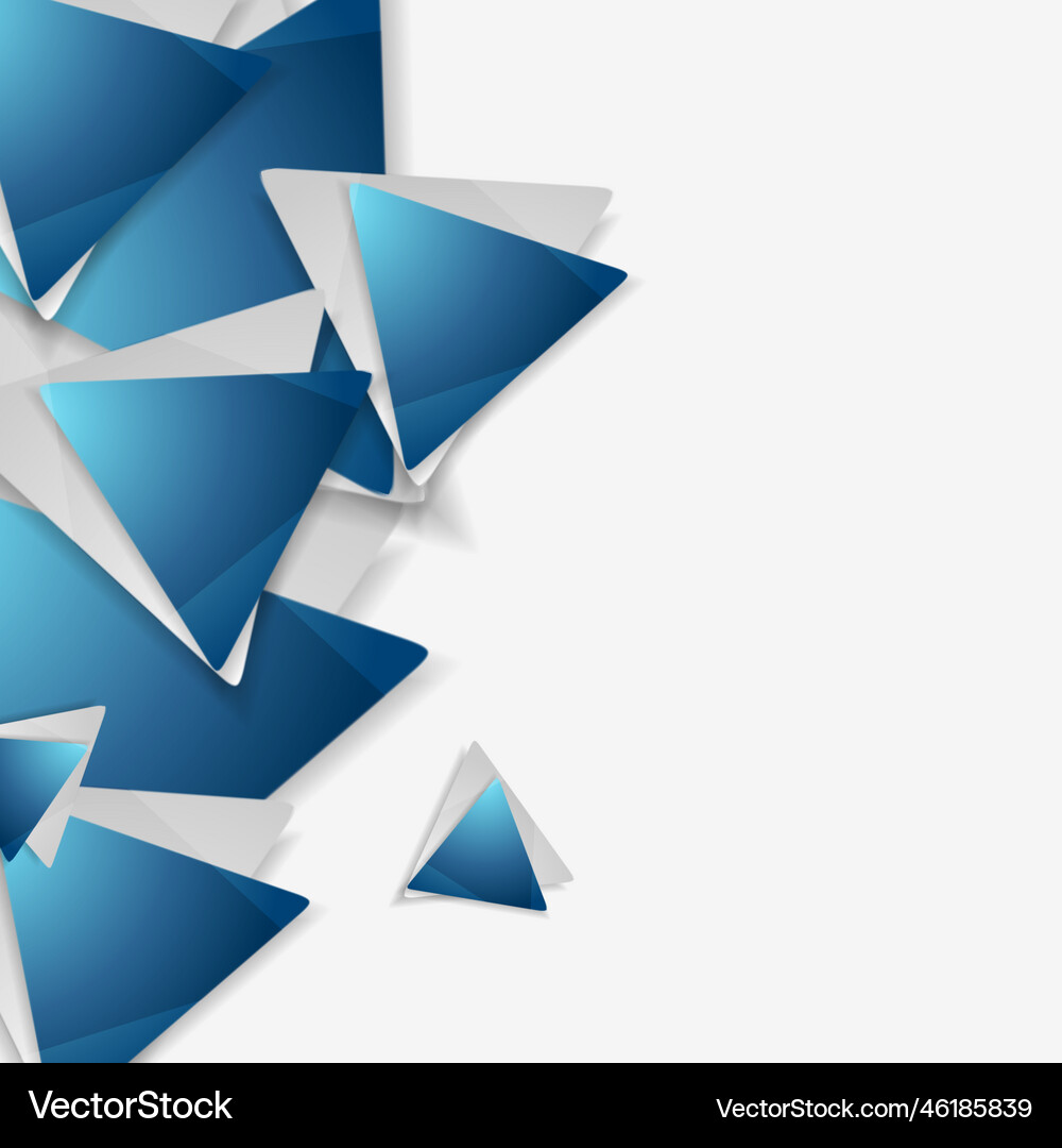 Blue and grey triangles tech geometric background Vector Image