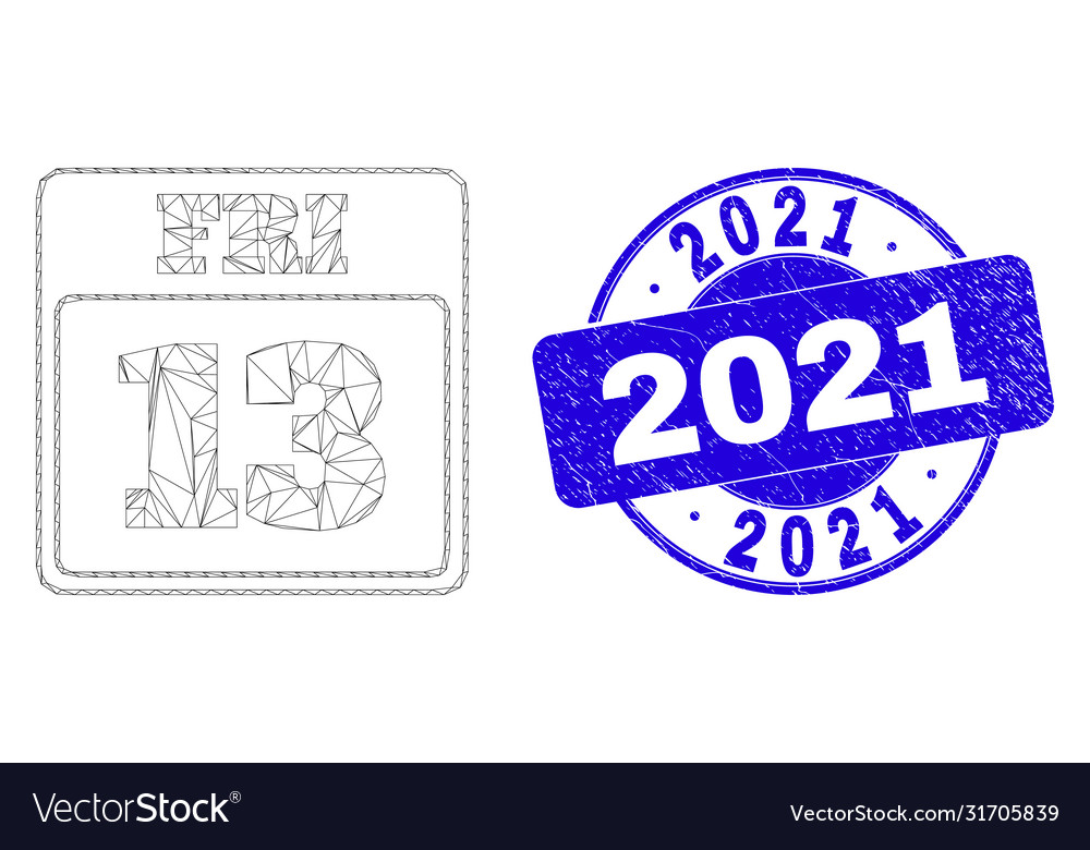 Blue distress 2021 stamp and web carcass 13th