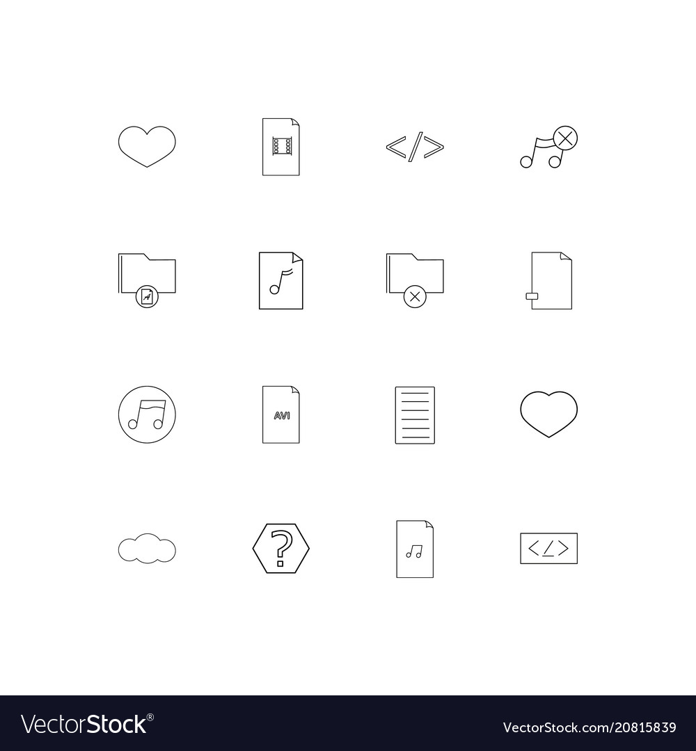 Files and folders sign linear thin icons set