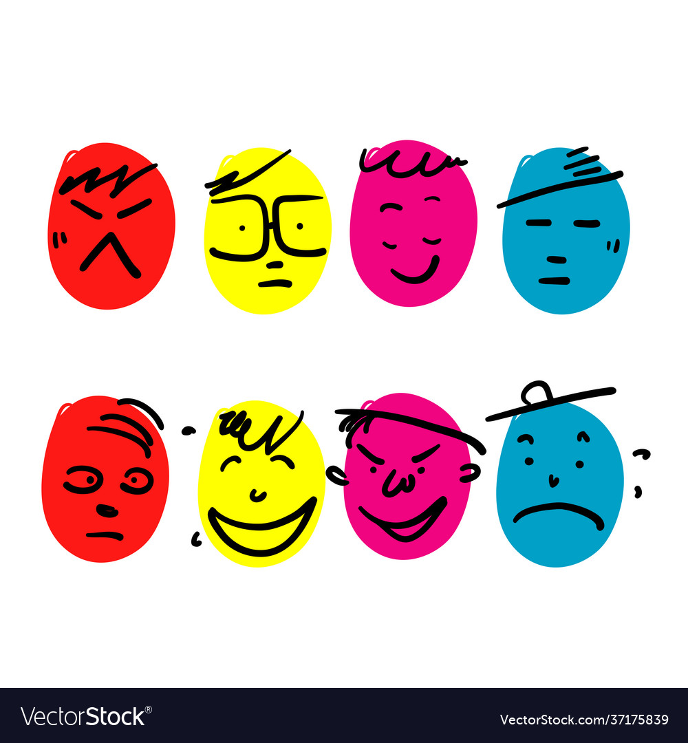 Hand drawn doodle comic faces with various Vector Image