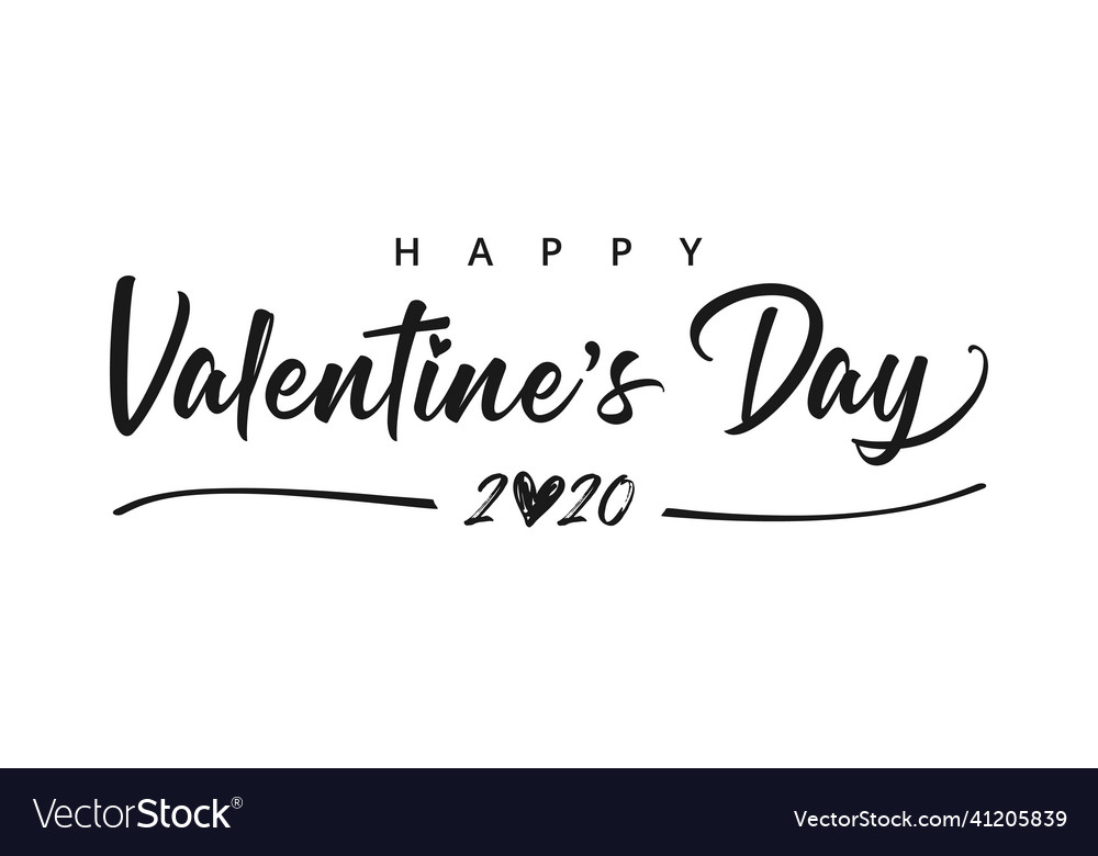 Happy Valentines Day Black White Royalty Free Vector Image