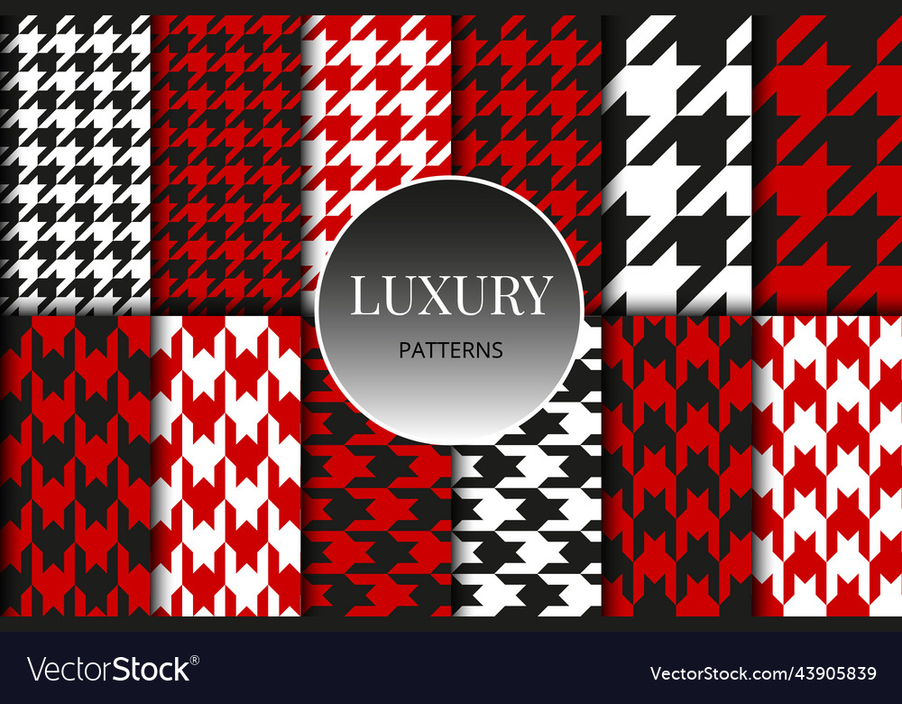 Houndstooth seamless patterns set fabric vector image Houndstooth seamless patterns set fabric