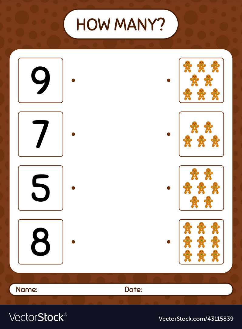 How many counting game with gingerbread cookie Vector Image How many counting game with gingerbread cookie