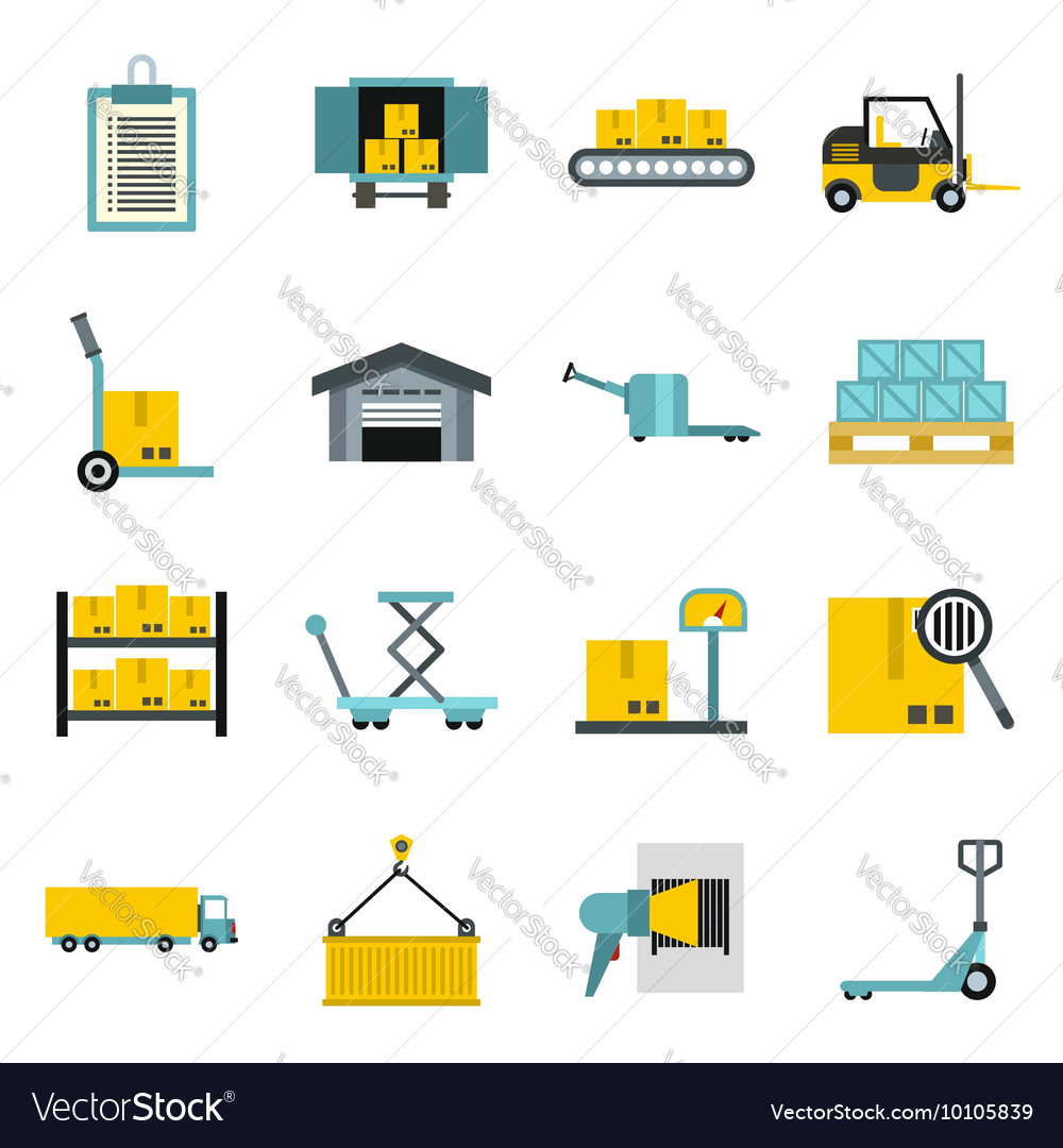 Logistic Icons Set Flat Style Royalty Free Vector Image