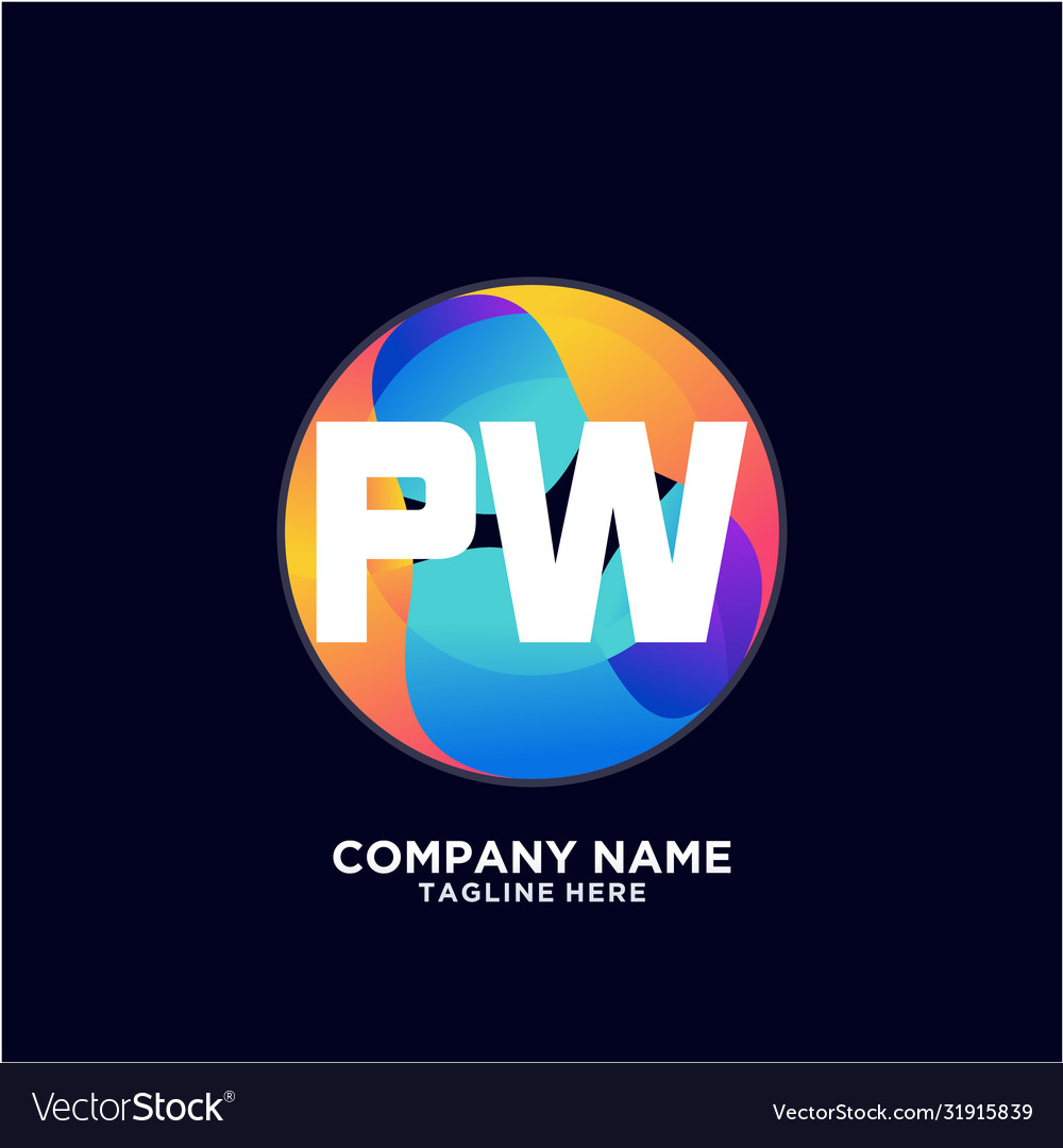 Pw initial logo with colorful circle template