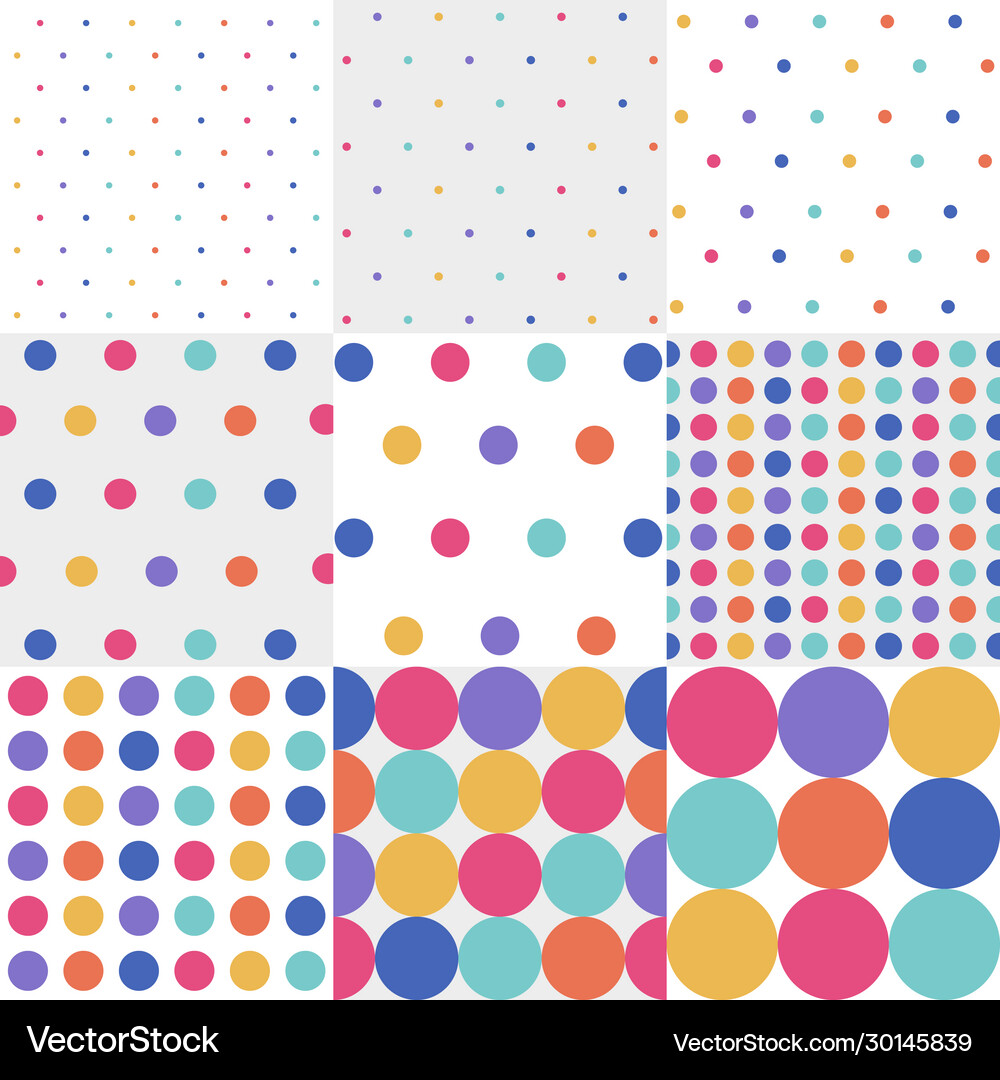 Seamless patterns polka dot set Royalty Free Vector Image