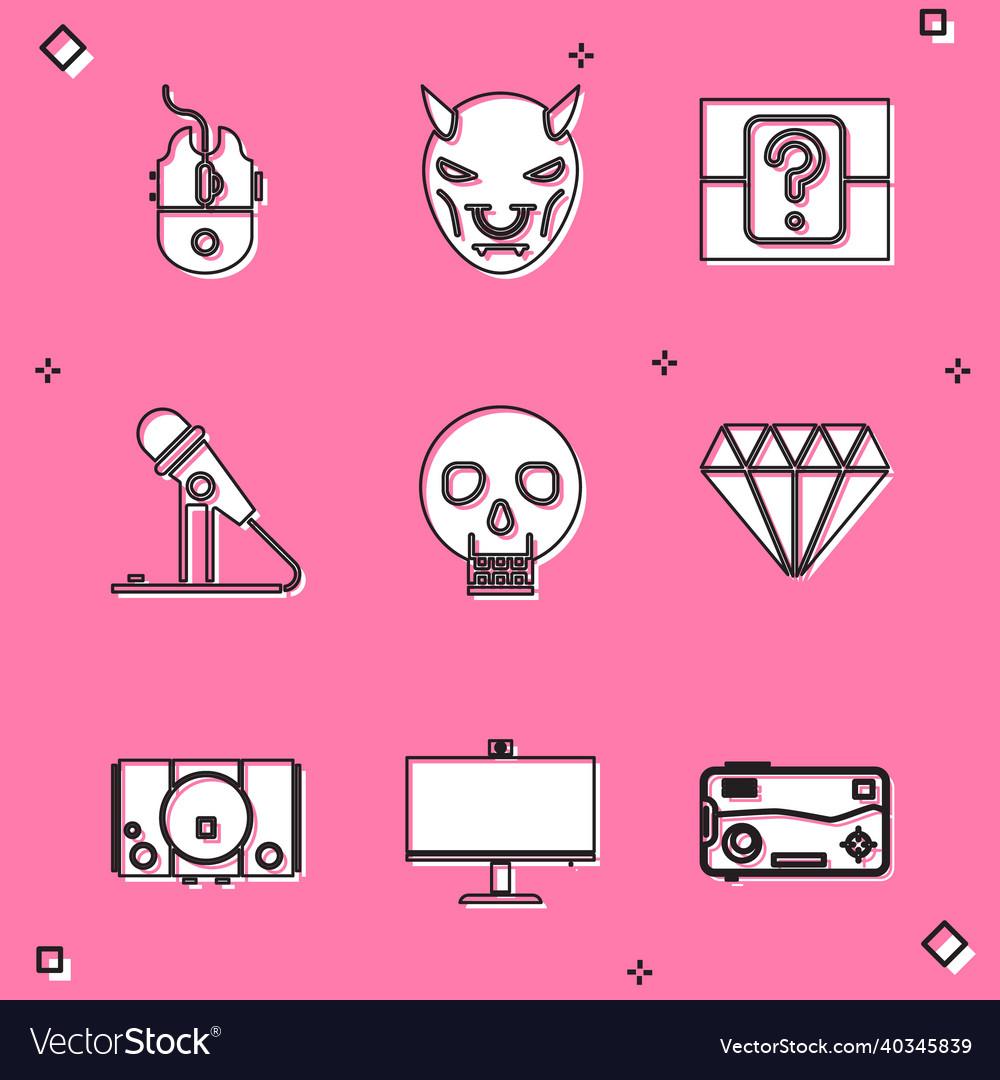 Set computer mouse gaming mask of the devil vector image Set computer mouse gaming mask of the devil