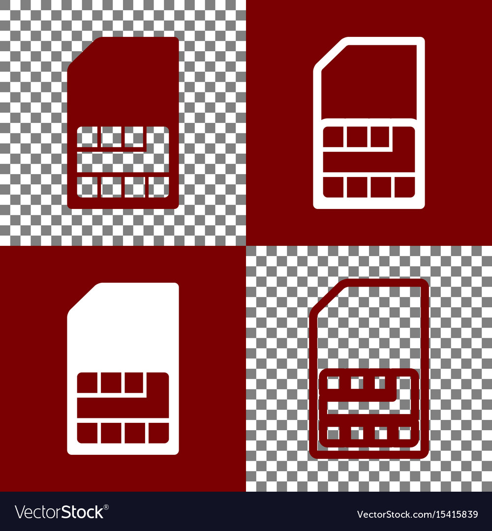 Sim card sign bordo and white icons