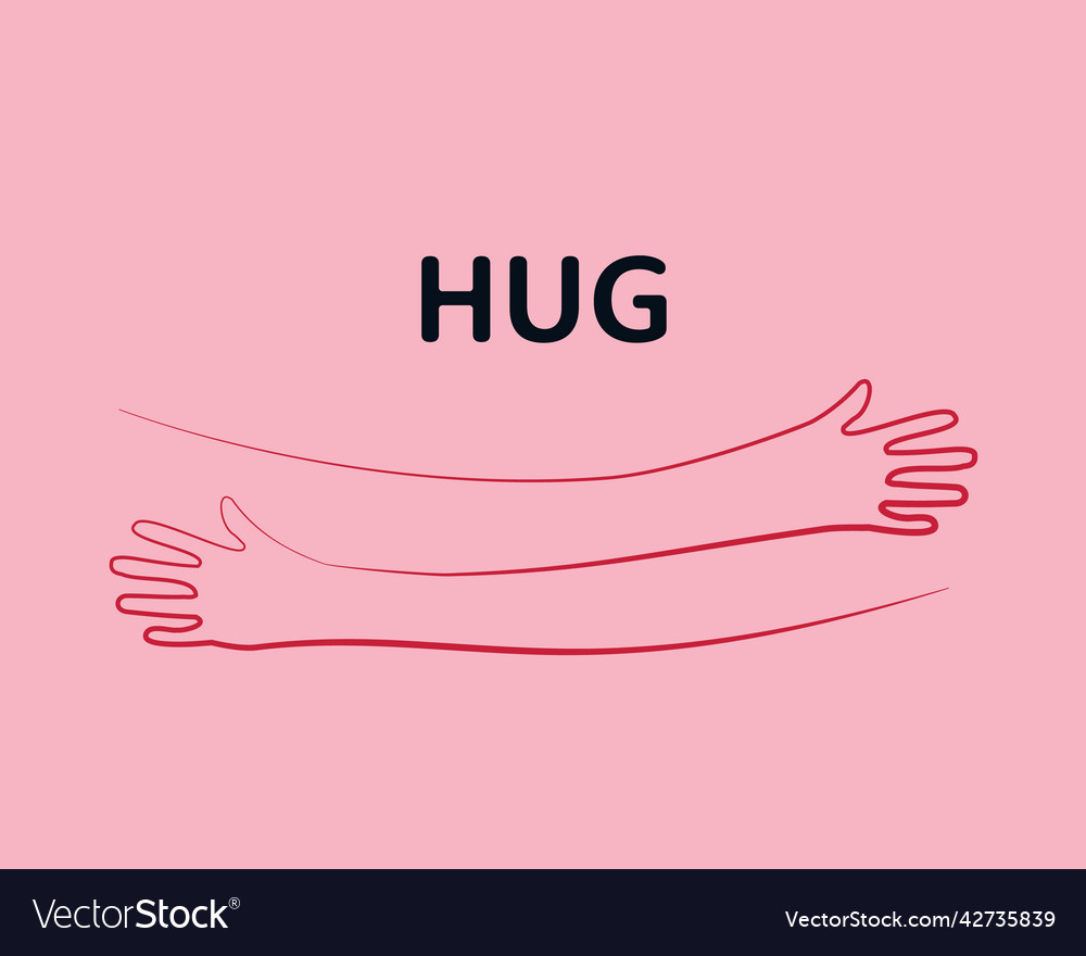 Simple line creating hug drawing Vector Image Simple line creating hug drawing