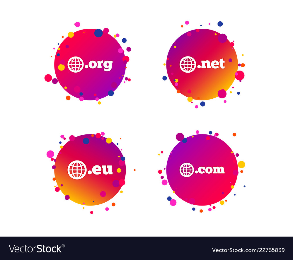 Top-level domains signs com eu net and org vector image Top-level domains signs com eu net and org
