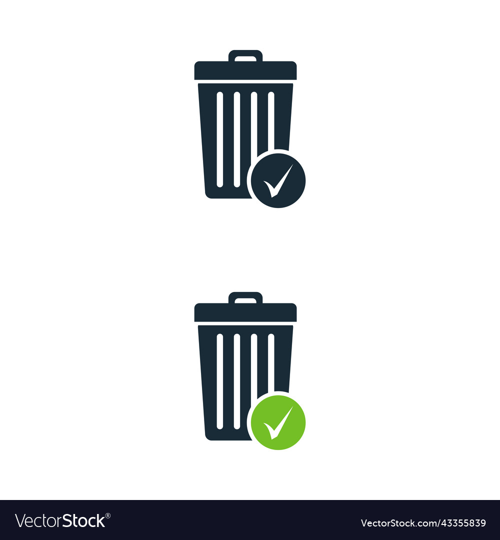 Trash can check mark icon design template elements