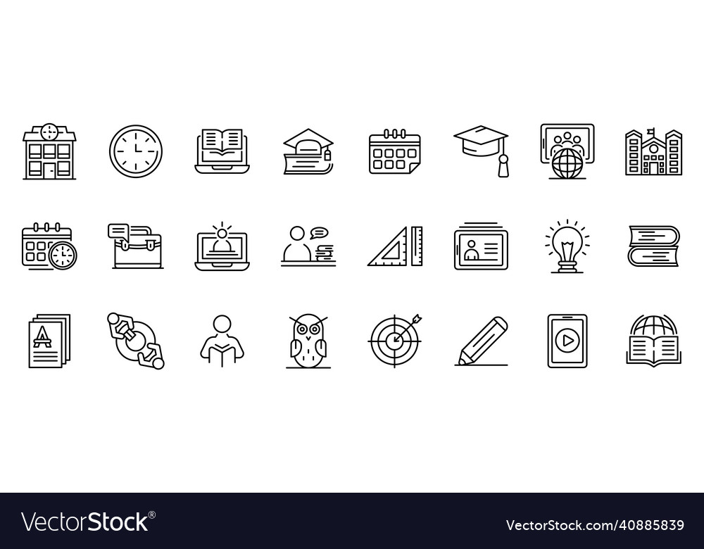 Tutor Icon Set - Outline Style