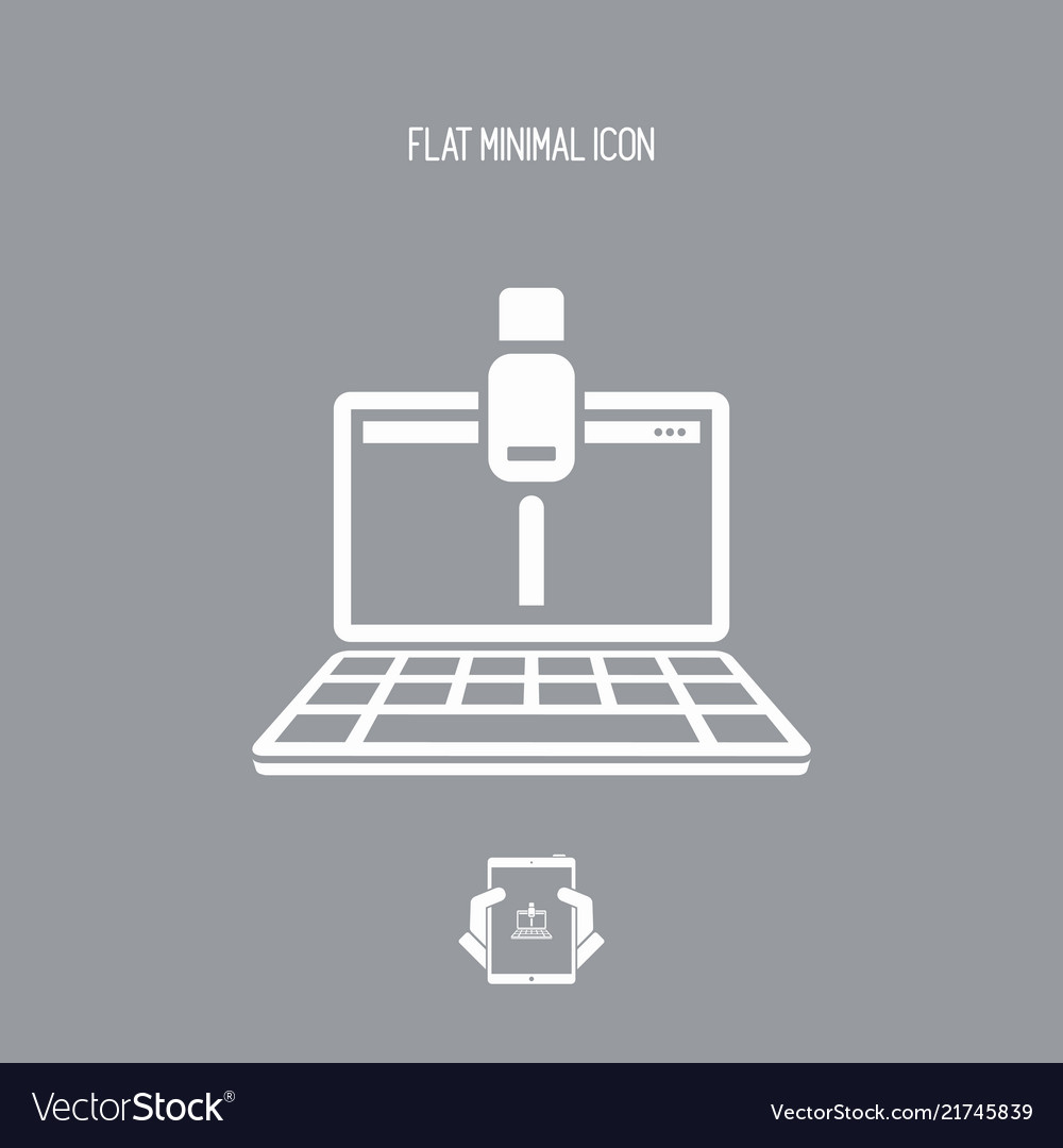 Usb computer connection - flat minimal icon vector image Usb computer connection - flat minimal icon
