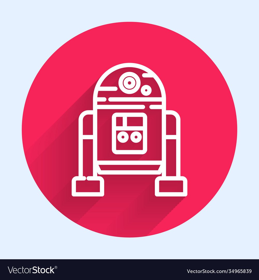 White line robot icon isolated with long shadow