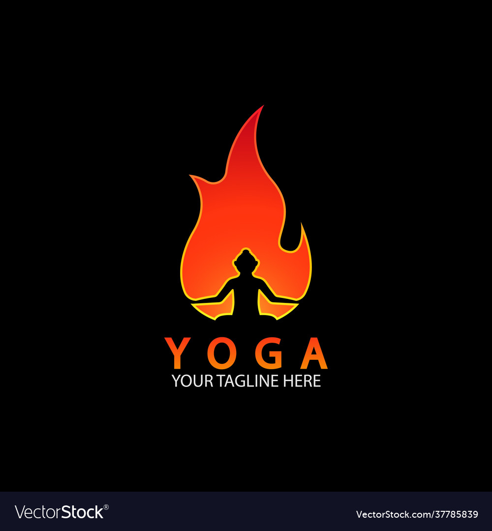 Yoga fire logo icon design template