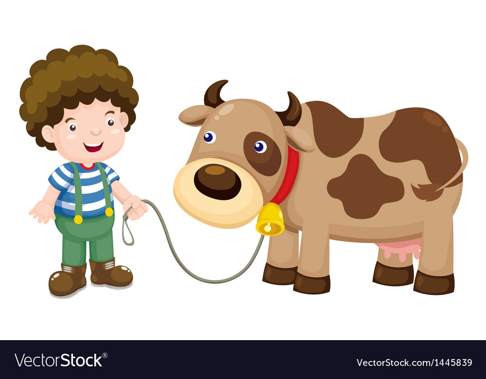 Young cattle and cow Royalty Free Vector Image