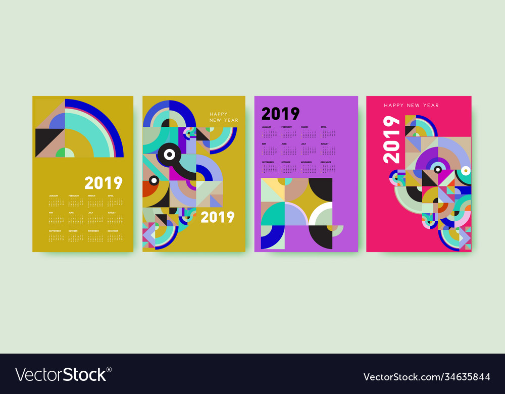 2021 calendar design template with colorful Vector Image