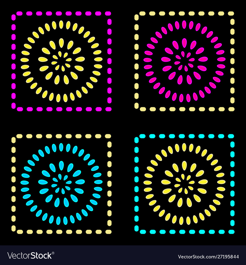 Black and neon pattern with geometric vector image Black and neon pattern with geometric