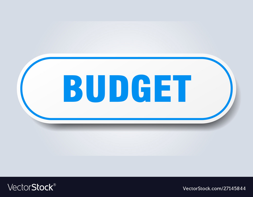 Budget sign rounded blue sticker