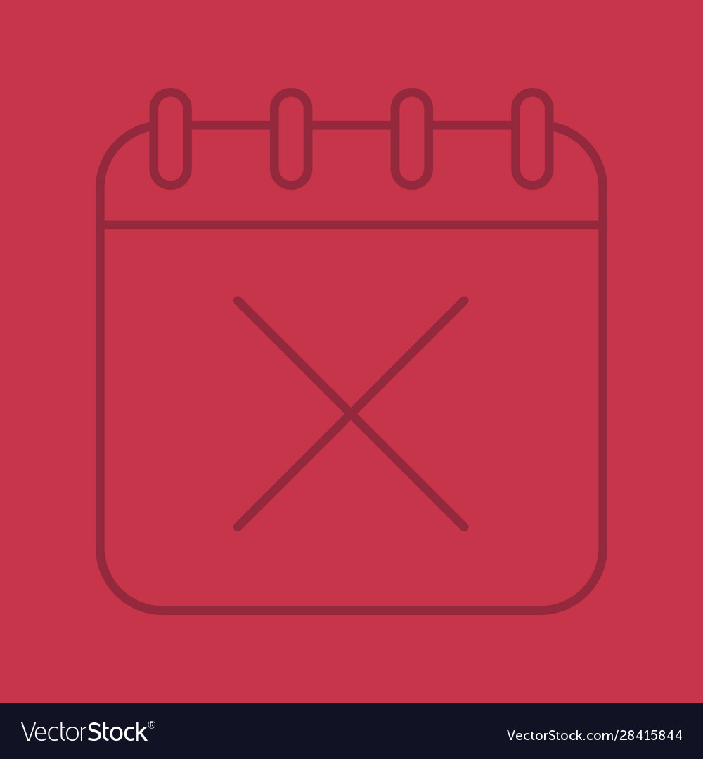 Calendar page with cross color linear icon