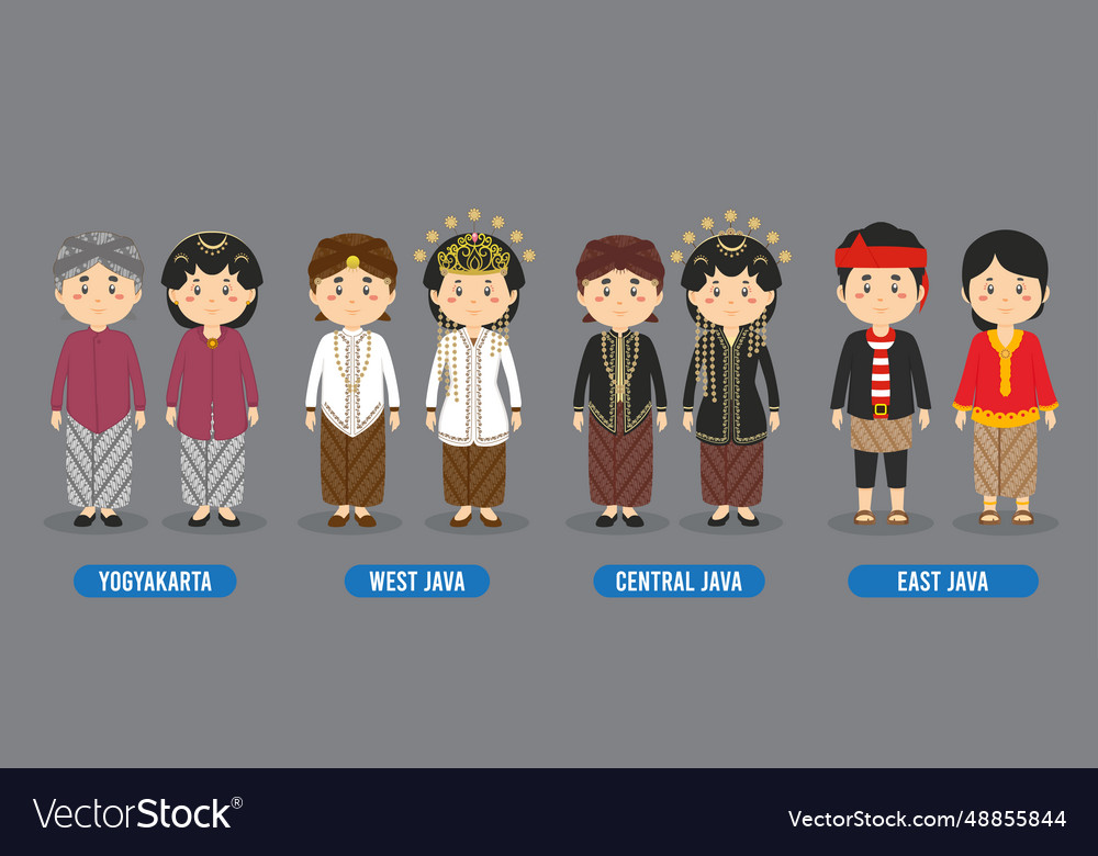 Character in different indonesian traditional Vector Image