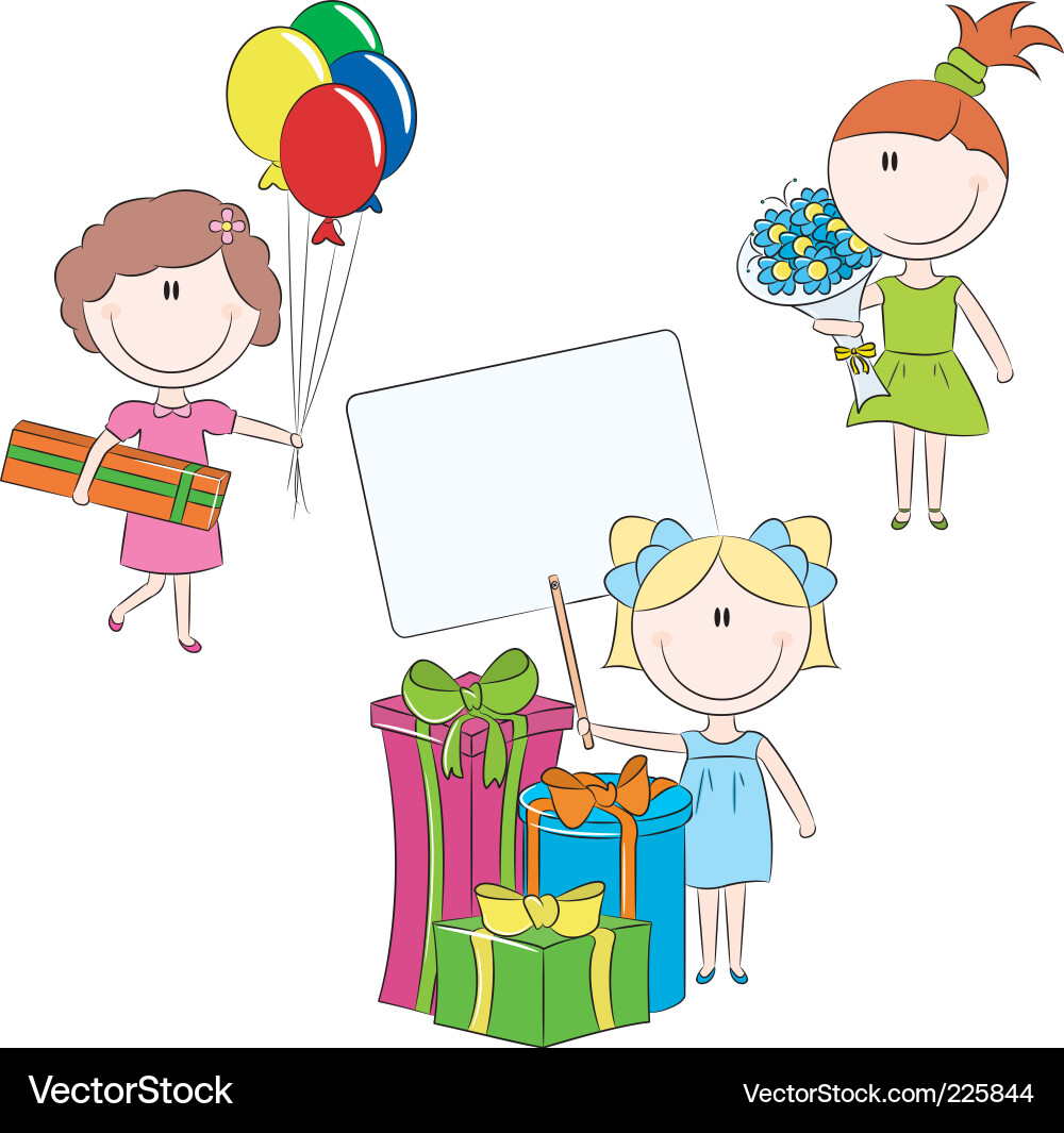 Cheerful girls make happy bir Royalty Free Vector Image
