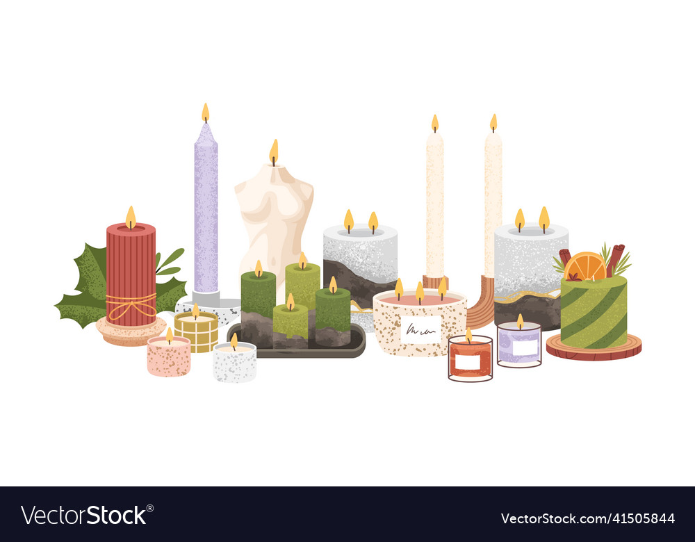 Decorative interior candles in candlesticks aroma