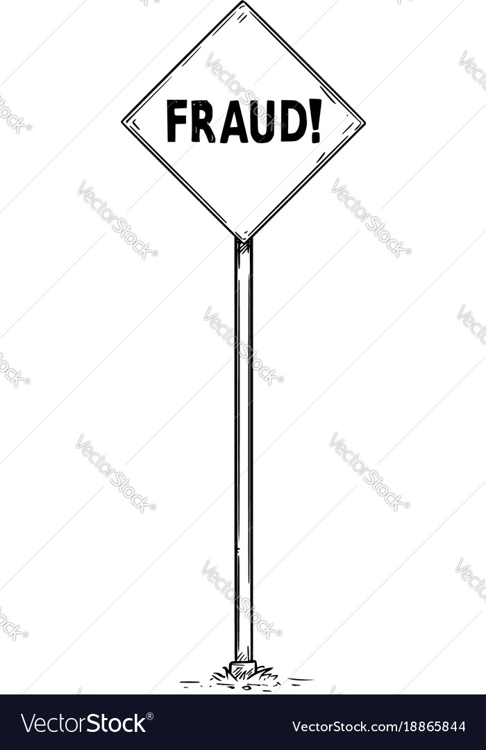 Drawing of arrow traffic sign with fraud text