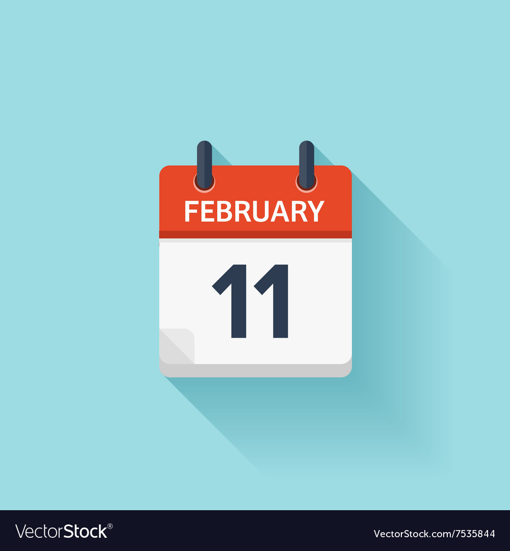 February 11 flat daily calendar icon date