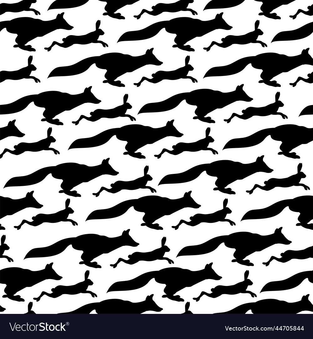 Fox and rabbit pattern vector image Fox and rabbit pattern