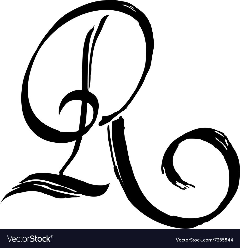 Letter r - script hand drawn letters Royalty Free Vector