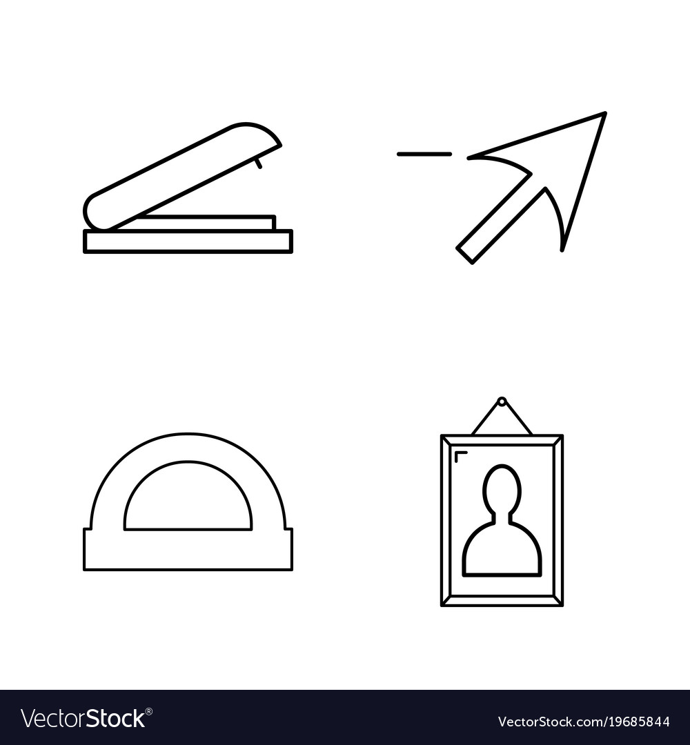 Office simple linear outline icon set