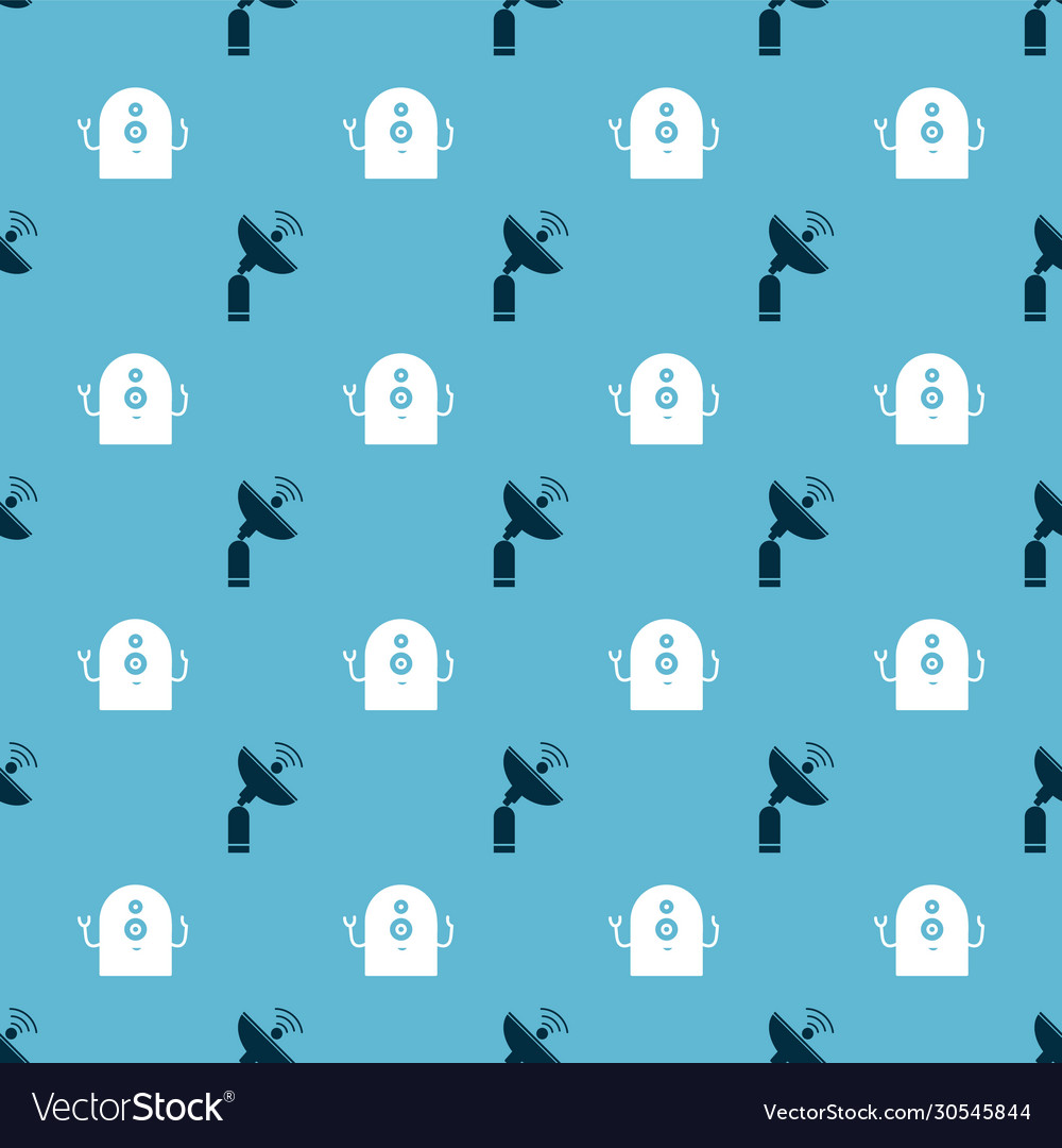 Set radar and alien on seamless pattern vector image Set radar and alien on seamless pattern