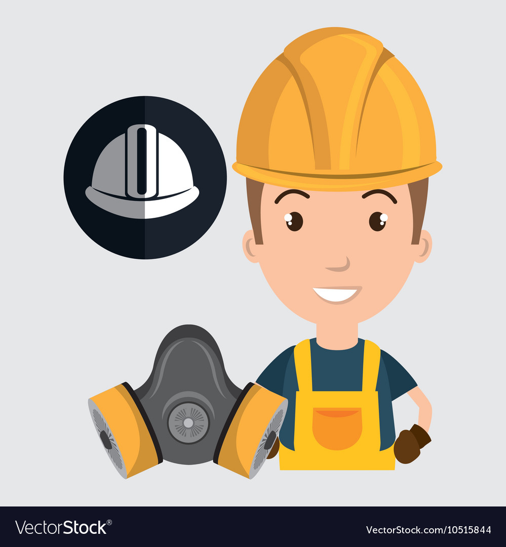 Worker helmet mask gas Royalty Free Vector Image