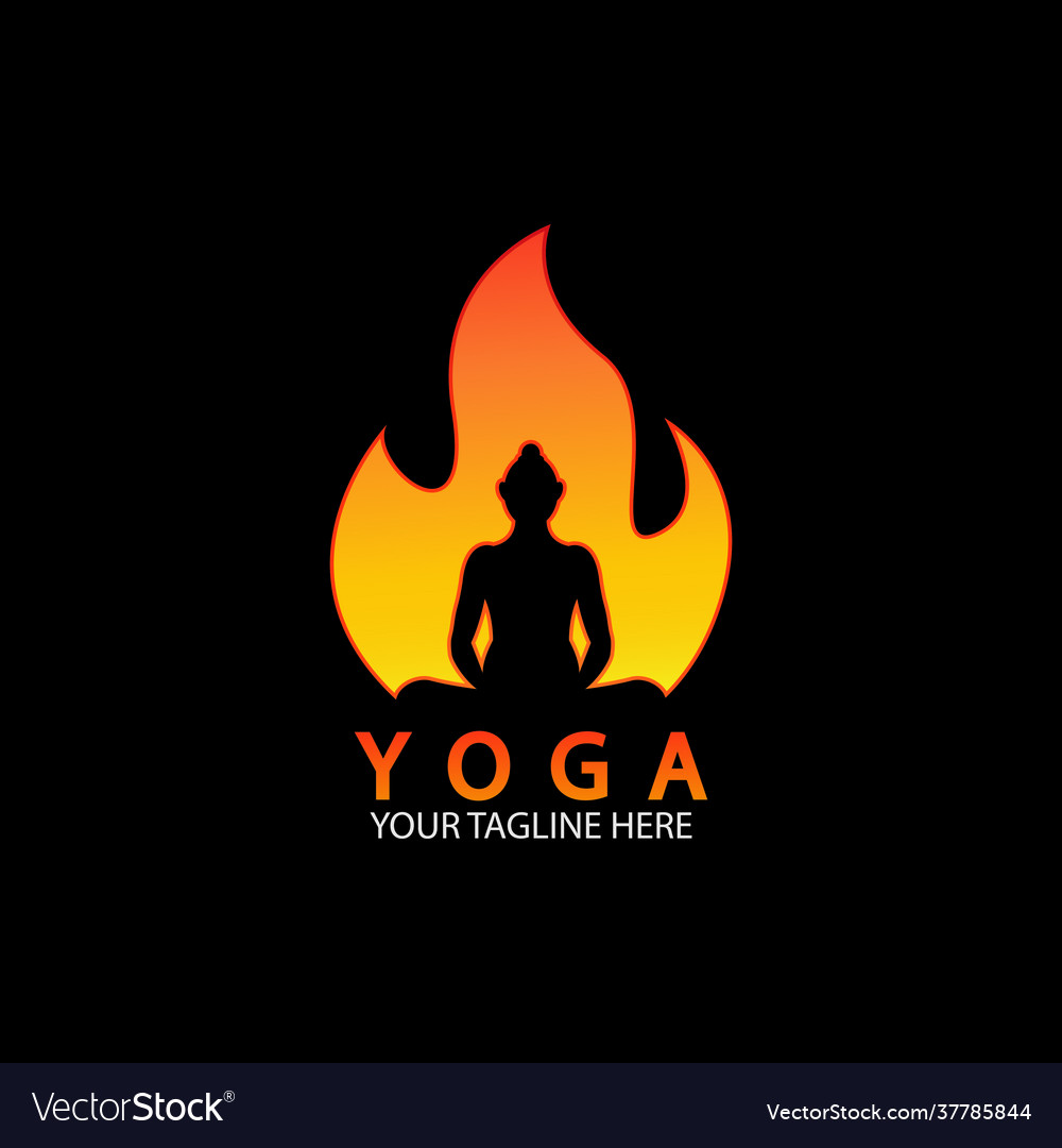 Yoga fire logo icon design template