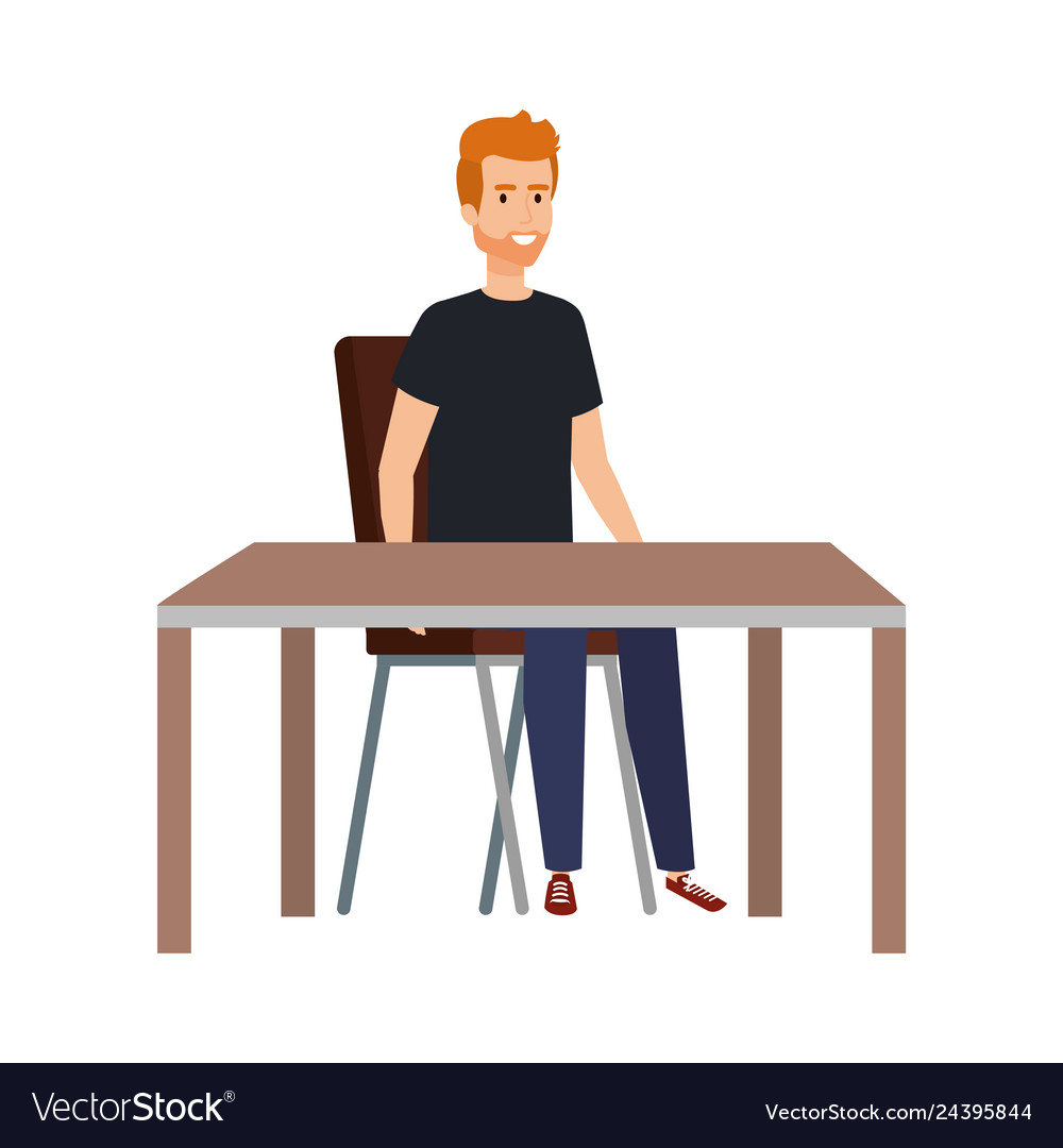 Sitting In Chair At Table Clip Art