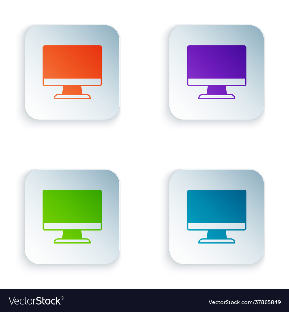 Color computer monitor screen icon isolated vector image Color computer monitor screen icon isolated