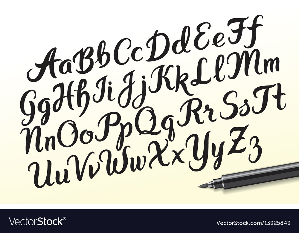 Hand Drawn Brushpen Alphabet Letters Royalty Free Vector 