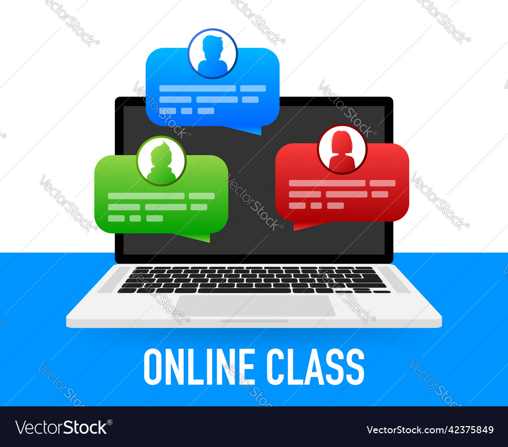 Icon with online class computer technology