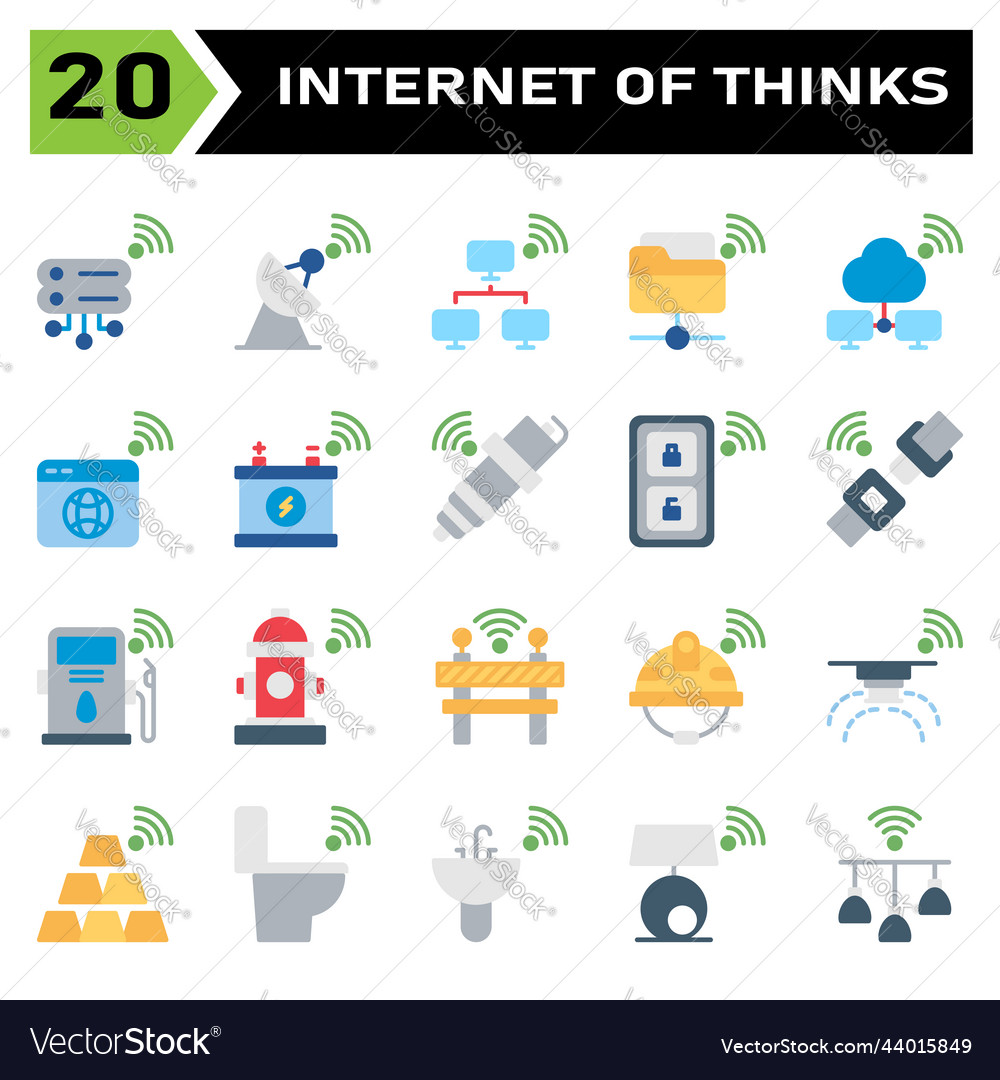 Internet of things icon set include server vector image Internet of things icon set include server