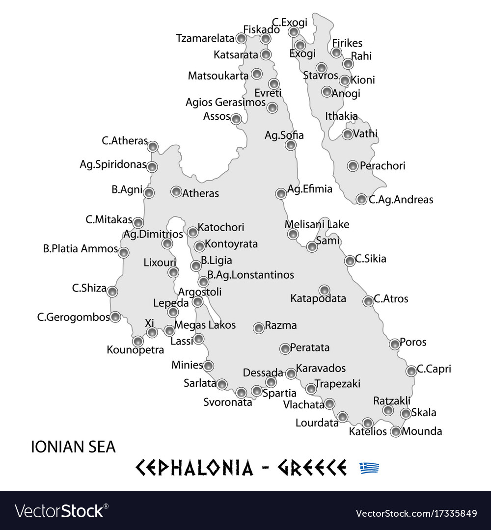 Island of cephalonia in greece white map Vector Image