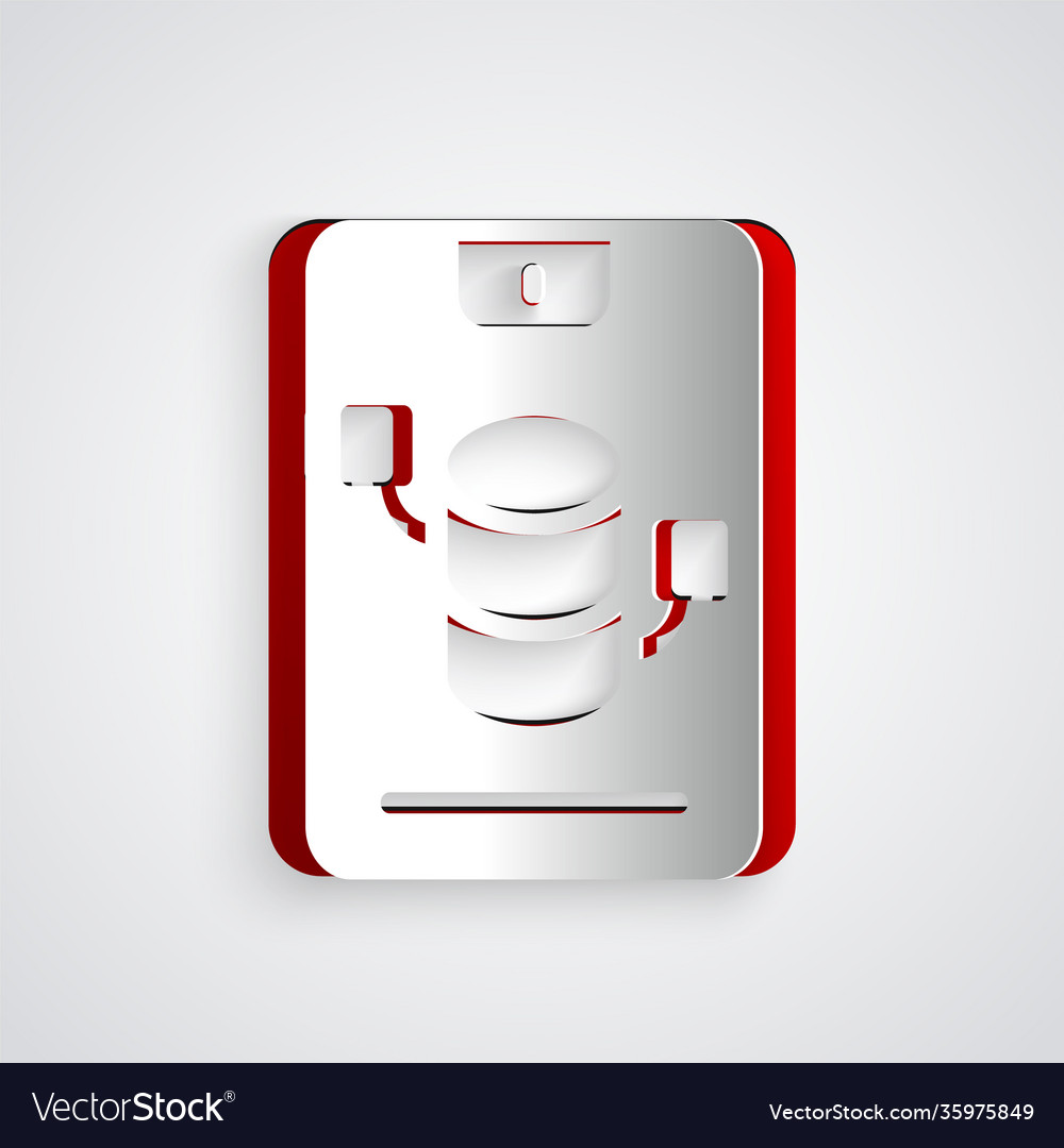 Paper cut server data web hosting icon isolated