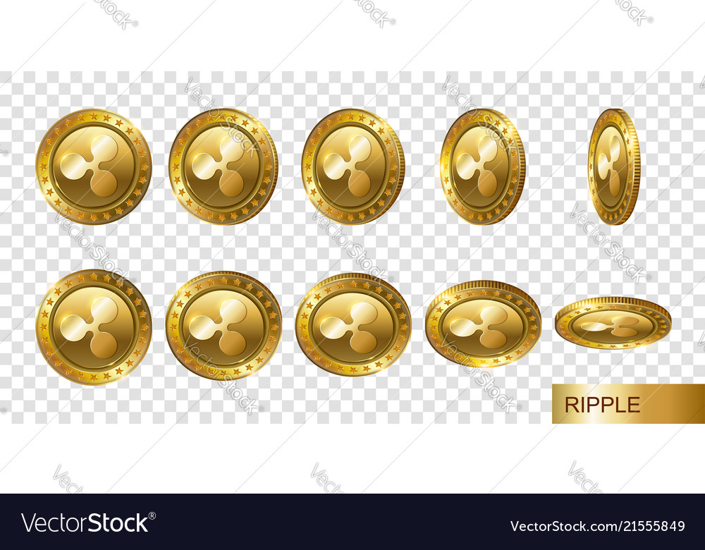 Ripple set of realistic 3d gold crypto coins flip Vector Image